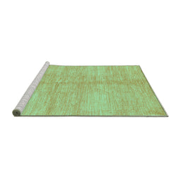 Sideview of Machine Washable Abstract Turquoise Contemporary Area Rugs, wshcon345turq