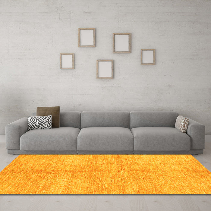 Machine Washable Abstract Yellow Contemporary Rug in a Living Room, wshcon345yw