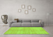 Machine Washable Abstract Green Contemporary Area Rugs in a Living Room,, wshcon345grn