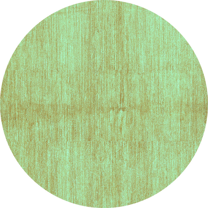 Round Abstract Turquoise Contemporary Rug, con345turq