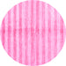 Round Machine Washable Abstract Pink Contemporary Rug, wshcon346pnk