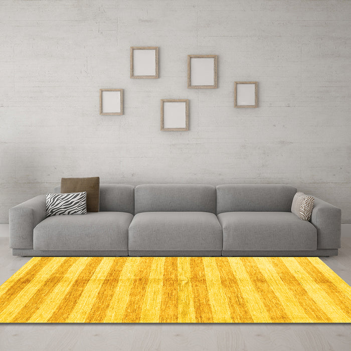 Machine Washable Abstract Yellow Contemporary Rug in a Living Room, wshcon346yw