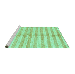Sideview of Machine Washable Abstract Turquoise Contemporary Area Rugs, wshcon346turq
