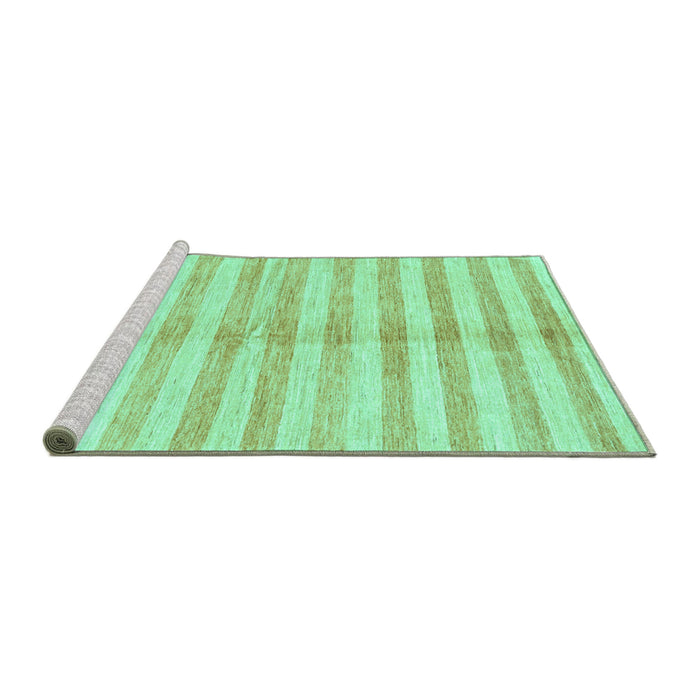 Sideview of Machine Washable Abstract Turquoise Contemporary Area Rugs, wshcon346turq