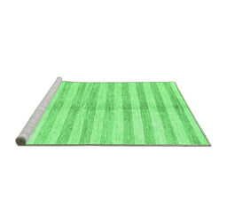Sideview of Machine Washable Abstract Emerald Green Contemporary Area Rugs, wshcon346emgrn