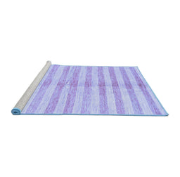Sideview of Machine Washable Abstract Blue Contemporary Rug, wshcon346blu