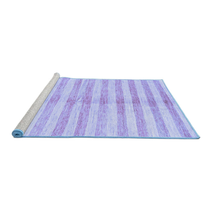 Sideview of Machine Washable Abstract Blue Contemporary Rug, wshcon346blu