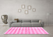 Machine Washable Abstract Pink Contemporary Rug in a Living Room, wshcon346pnk