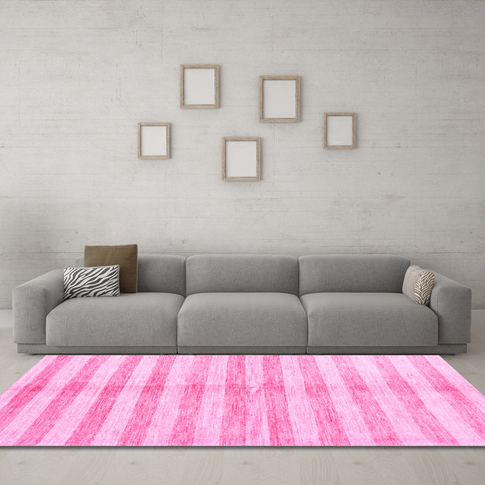 Machine Washable Abstract Pink Contemporary Rug in a Living Room, wshcon346pnk