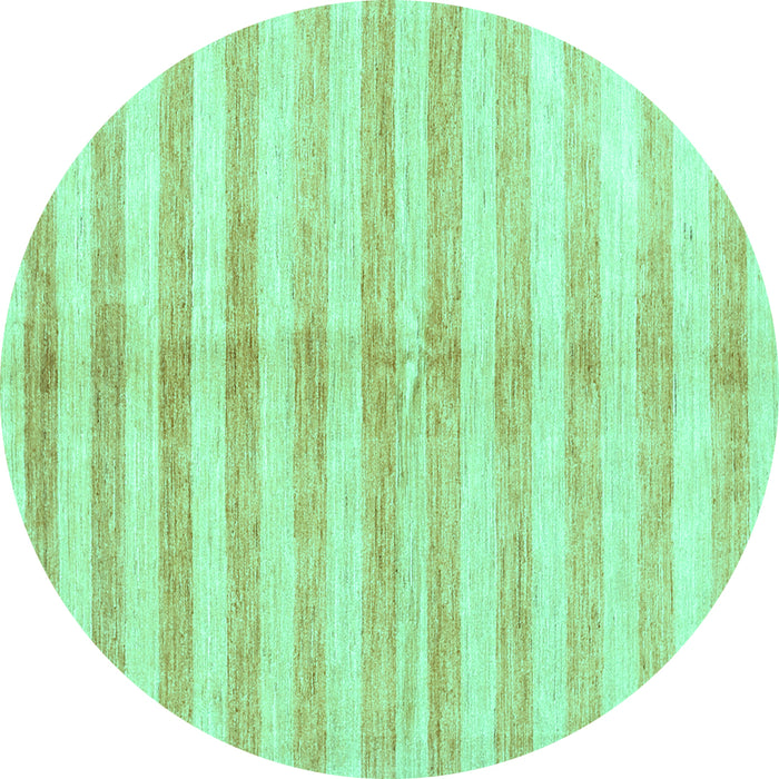 Round Abstract Turquoise Contemporary Rug, con346turq