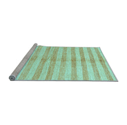 Sideview of Machine Washable Abstract Light Blue Contemporary Rug, wshcon346lblu