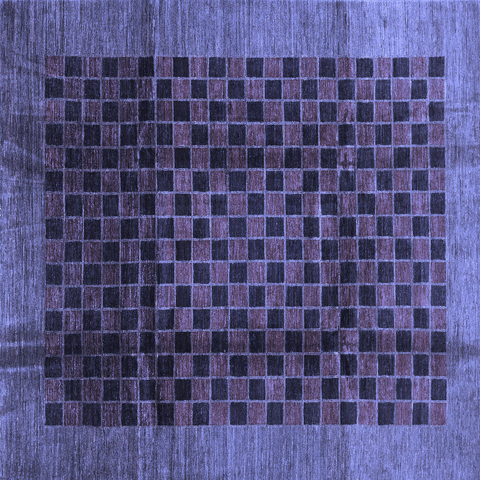 Square Abstract Blue Contemporary Rug, con347blu