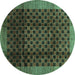 Round Abstract Turquoise Contemporary Rug, con347turq