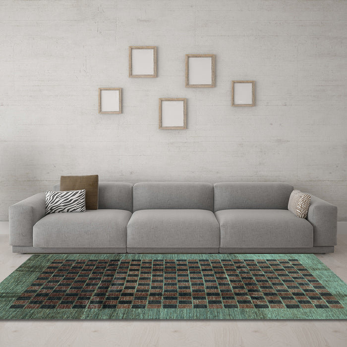Machine Washable Abstract Light Blue Contemporary Rug in a Living Room, wshcon347lblu