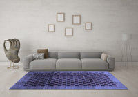 Machine Washable Abstract Blue Contemporary Rug, wshcon347blu