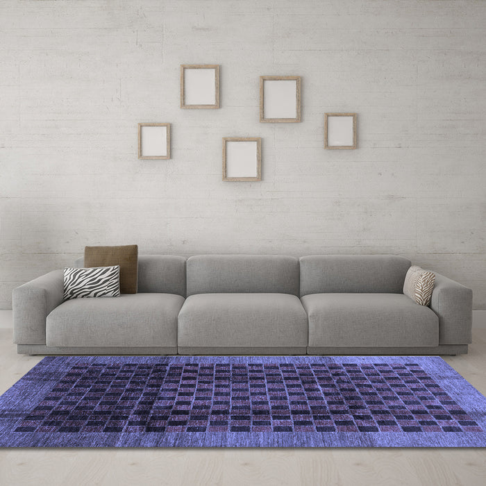 Machine Washable Abstract Blue Contemporary Rug in a Living Room, wshcon347blu