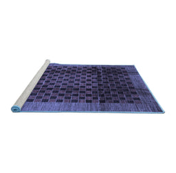 Sideview of Machine Washable Abstract Blue Contemporary Rug, wshcon347blu