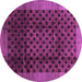 Round Machine Washable Abstract Purple Contemporary Area Rugs, wshcon347pur