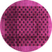 Round Machine Washable Abstract Pink Contemporary Rug, wshcon347pnk