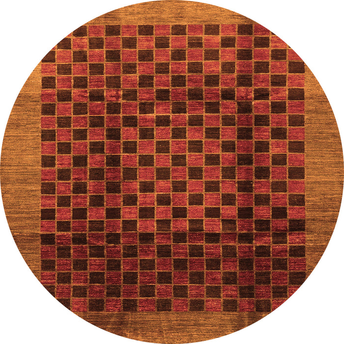 Square Abstract Orange Contemporary Rug, con347org