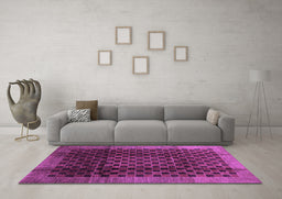 Machine Washable Abstract Purple Contemporary Area Rugs in a Living Room, wshcon347pur