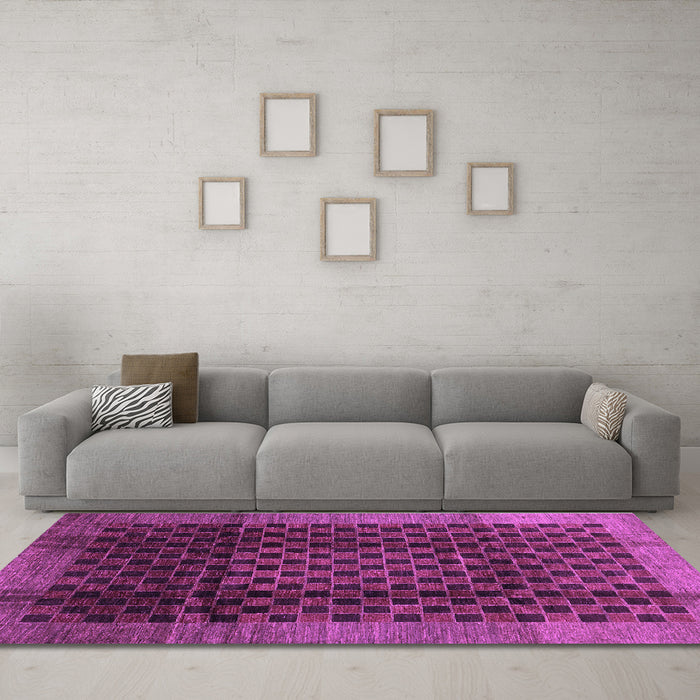 Machine Washable Abstract Purple Contemporary Area Rugs in a Living Room, wshcon347pur