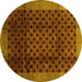 Round Abstract Yellow Contemporary Rug, con347yw