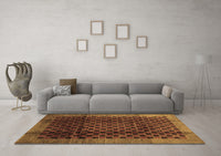 Machine Washable Abstract Brown Contemporary Rug, wshcon347brn