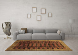 Machine Washable Abstract Brown Contemporary Rug in a Living Room,, wshcon347brn