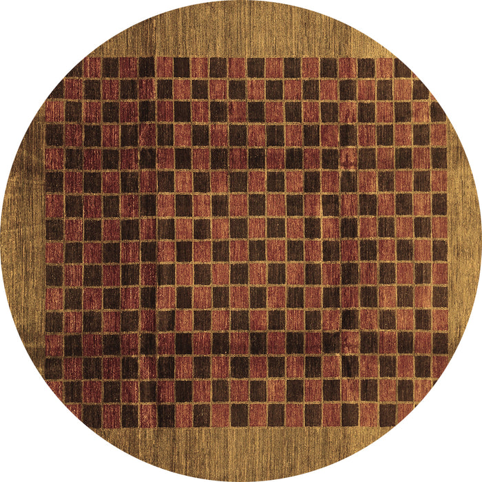 Round Abstract Brown Contemporary Rug, con347brn