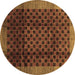 Round Abstract Brown Contemporary Rug, con347brn