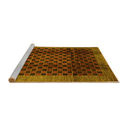 Sideview of Machine Washable Abstract Yellow Contemporary Rug, wshcon347yw