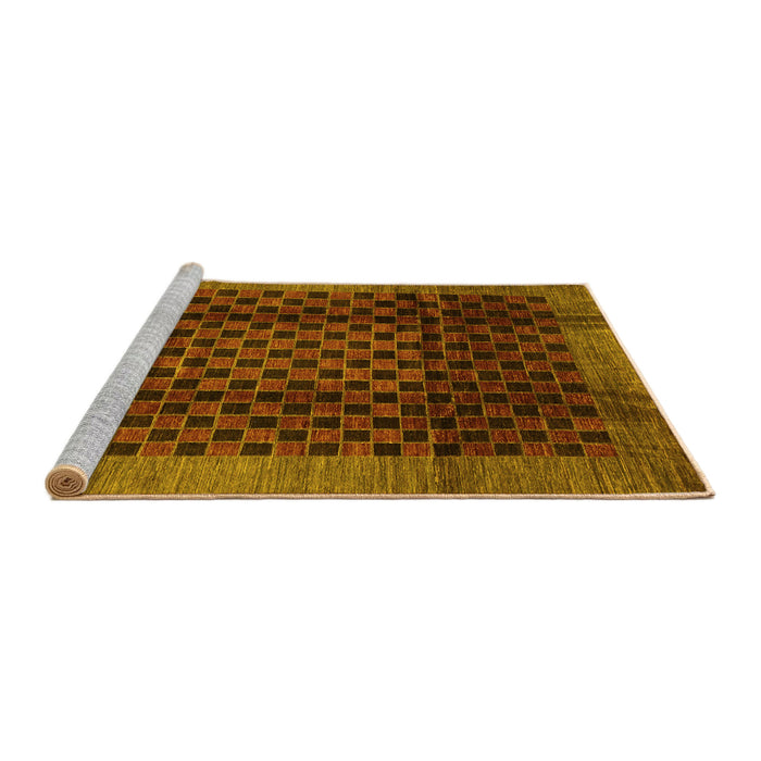 Sideview of Machine Washable Abstract Yellow Contemporary Rug, wshcon347yw