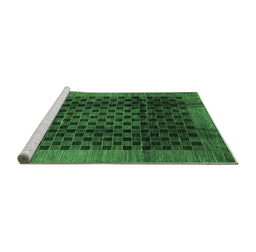 Sideview of Machine Washable Abstract Emerald Green Contemporary Area Rugs, wshcon347emgrn