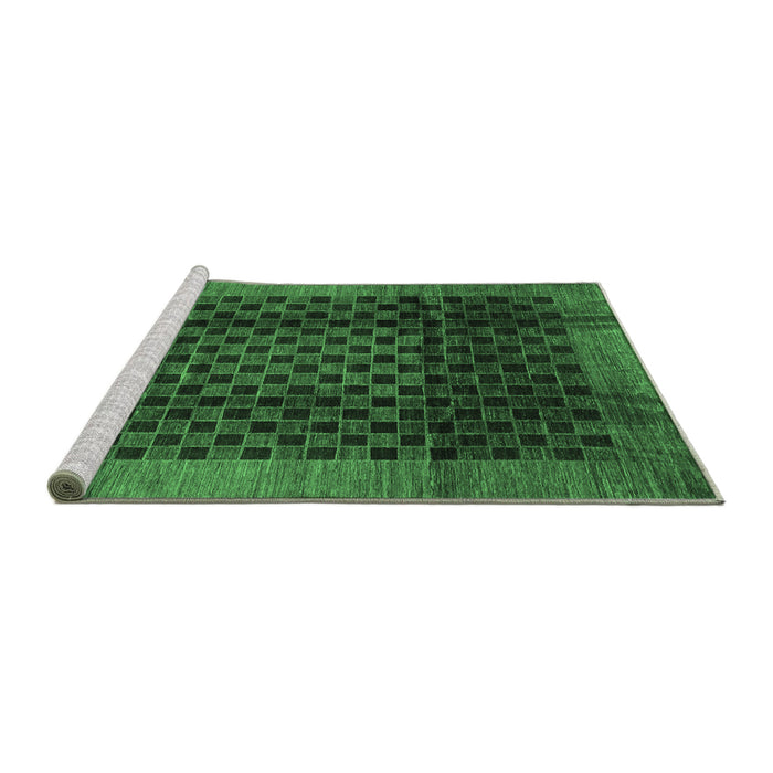 Sideview of Machine Washable Abstract Emerald Green Contemporary Area Rugs, wshcon347emgrn
