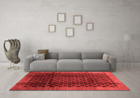 Machine Washable Abstract Red Contemporary Rug, wshcon347red