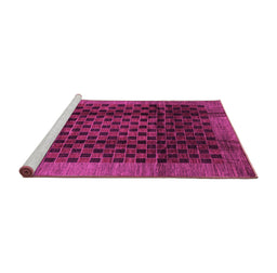 Sideview of Machine Washable Abstract Pink Contemporary Rug, wshcon347pnk