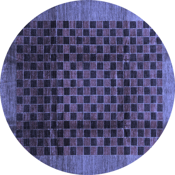 Round Abstract Blue Contemporary Rug, con347blu