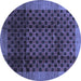 Round Abstract Blue Contemporary Rug, con347blu