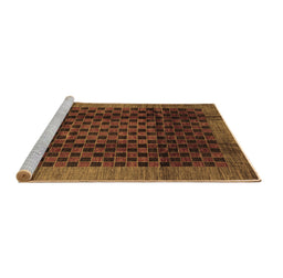 Sideview of Machine Washable Abstract Brown Contemporary Rug, wshcon347brn