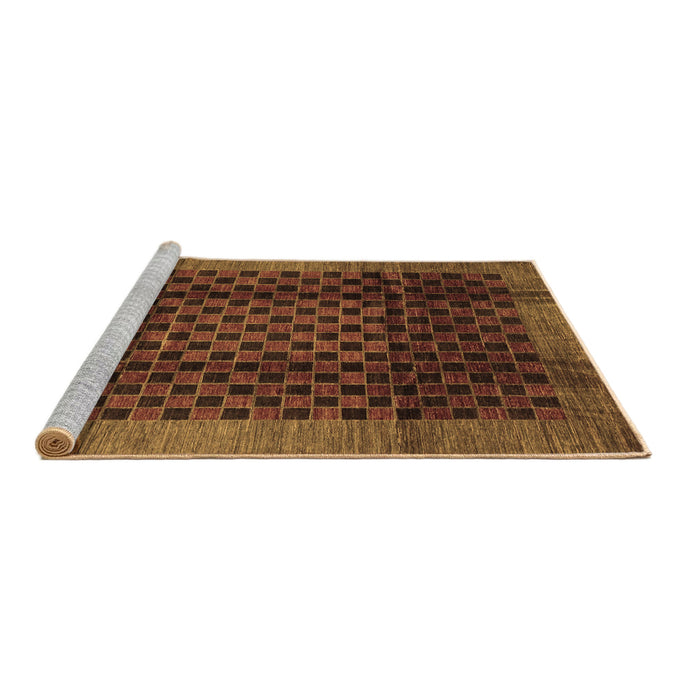 Sideview of Machine Washable Abstract Brown Contemporary Rug, wshcon347brn