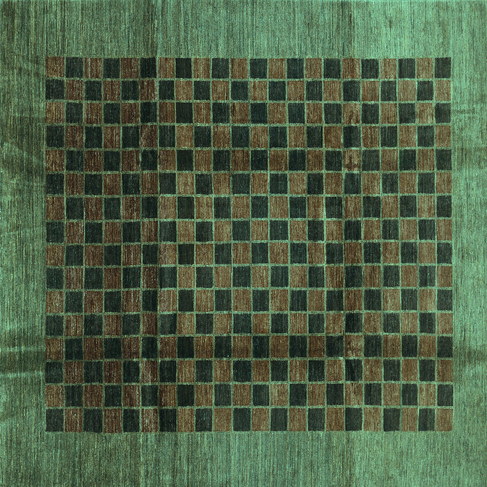 Square Abstract Turquoise Contemporary Rug, con347turq