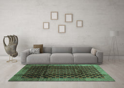 Machine Washable Abstract Turquoise Contemporary Area Rugs in a Living Room,, wshcon347turq