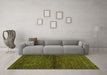 Machine Washable Abstract Green Contemporary Area Rugs in a Living Room,, wshcon348grn