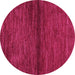 Round Machine Washable Abstract Pink Contemporary Rug, wshcon348pnk