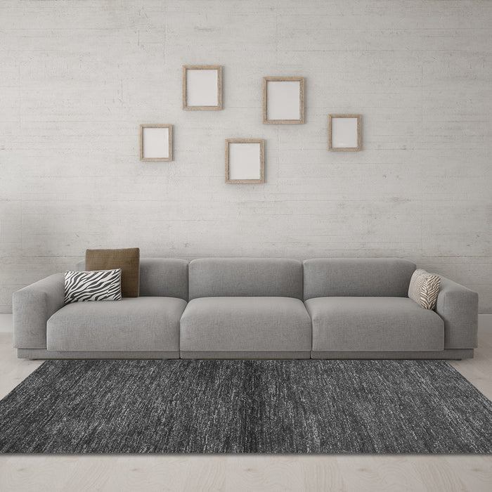 Machine Washable Abstract Gray Contemporary Rug in a Living Room,, wshcon348gry