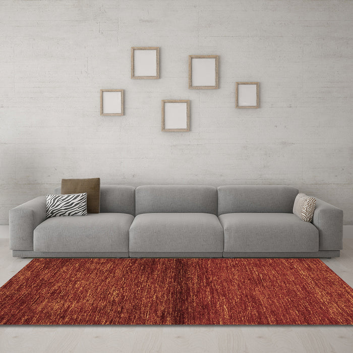 Machine Washable Abstract Brown Contemporary Rug in a Living Room,, wshcon348brn