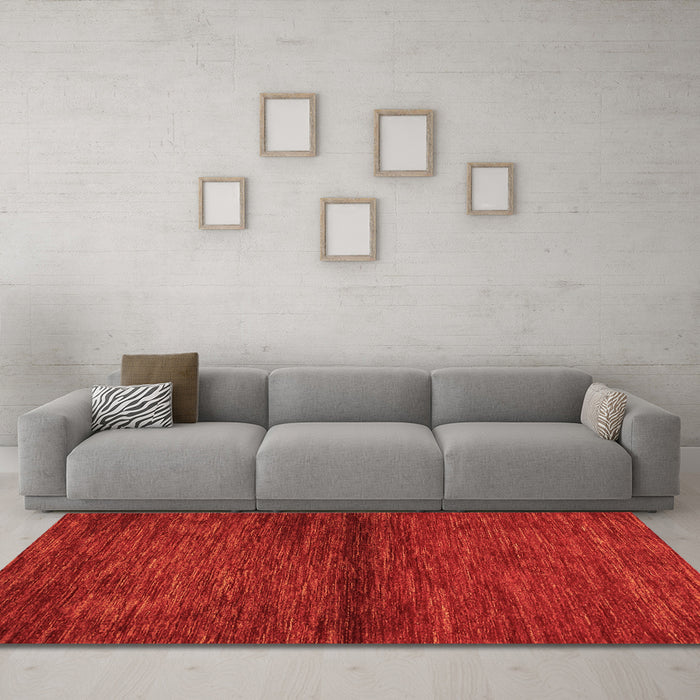 Machine Washable Abstract Orange Contemporary Area Rugs in a Living Room, wshcon348org