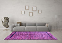 Machine Washable Abstract Purple Contemporary Rug, wshcon349pur