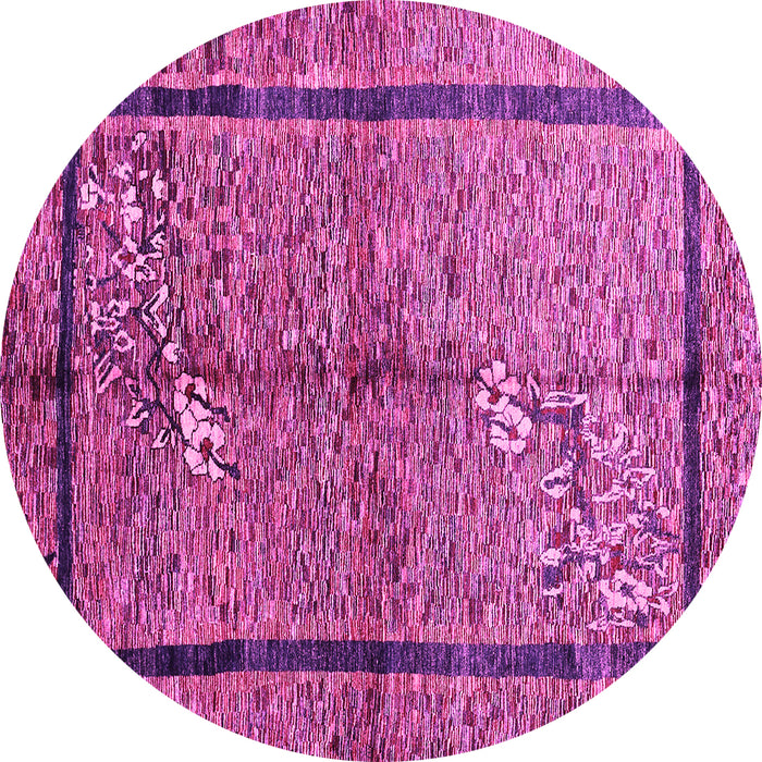Round Abstract Pink Contemporary Rug, con349pnk